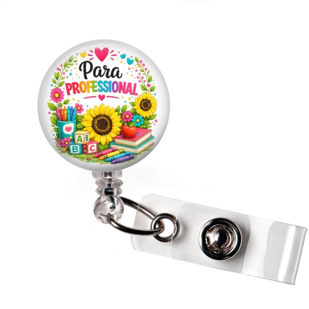 Paraprofessional Badge Reel Para Professional Teacher Educator School Holder